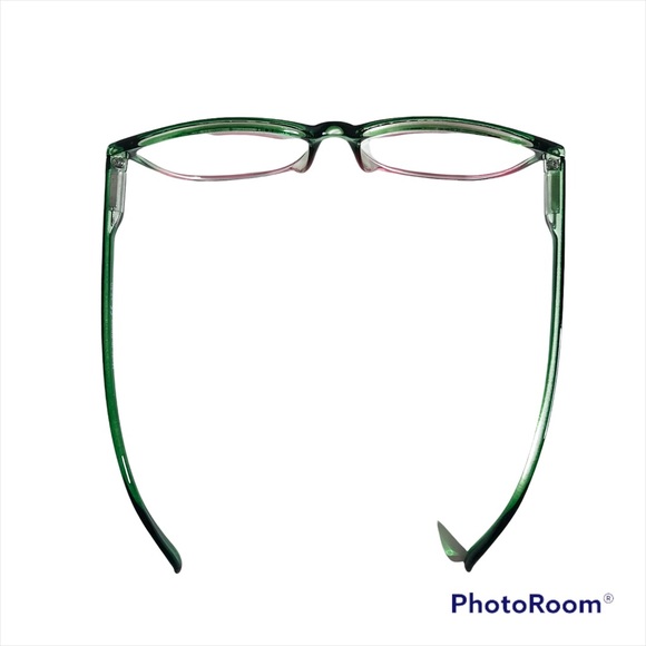 2.50 Reading Glasses Clear Lens Ombré Green Red Frame Oversized Cateye Designer - Picture 8 of 10